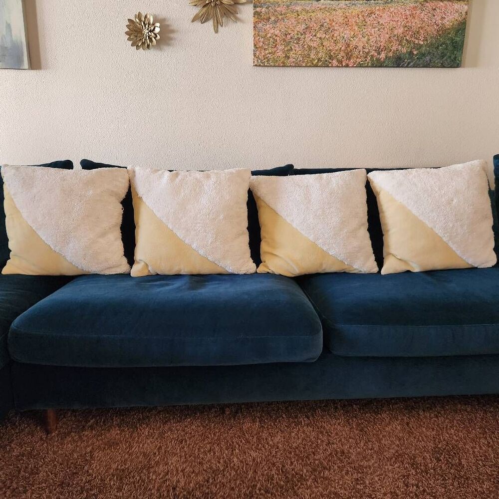Scott living cream golden fuzzy textured decorative pillows 19x17 couch pillow s